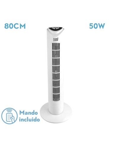 Ventilador de Torre Tuka blanco 3 vel. 50W c/remoto  80X25X25 Cm