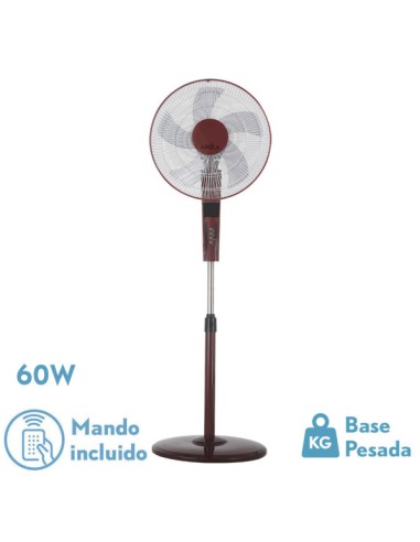 Ventilador de pie Rayo Burdeos /negro 60W c/remoto